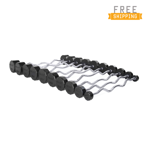 CAP Barbell 12-sided Commercial Rubber Barbells with Curl Handles