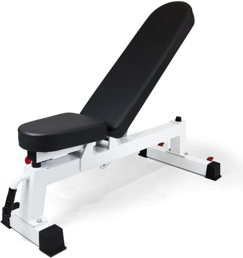 CAP+ Commercial Grade 7 Position Utility Adjustable Bench with Wheels, White