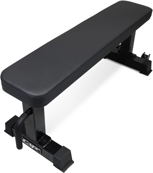 CAP+ Commercial Grade Flat Weight Bench with Wheels, Black