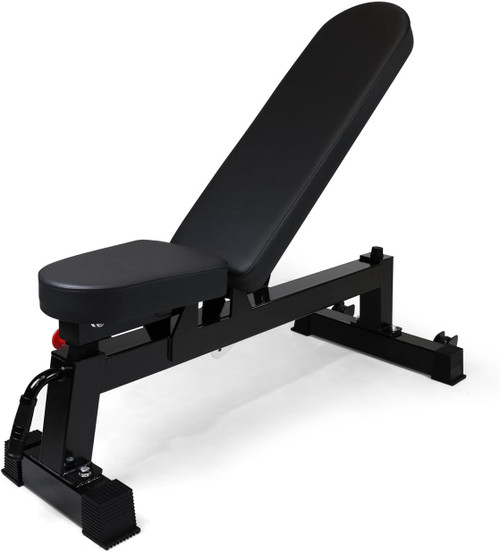 CAP+ Commercial Grade 7 Position Utility Adjustable Bench with Wheels, Black