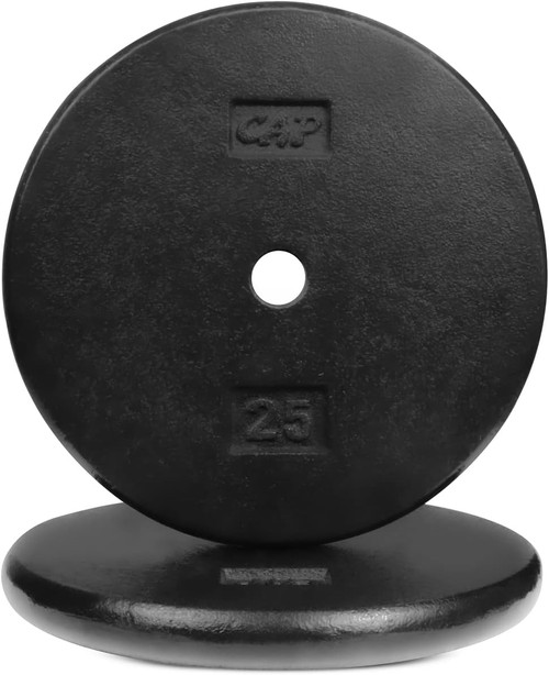 Standard Black Solid Cast Iron Weight Plates, 1-inch Diameter Collar Opening, Multiple Choices Available