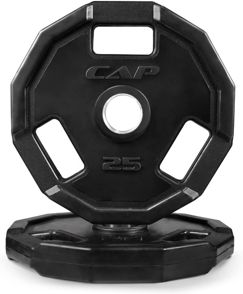 12-Sided Rubber Coated Grip Plate, 2-Inch Olympic Weight Plate, Black