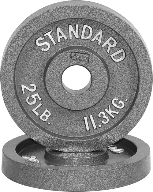 2-Inch Grey Solid Cast Iron Olympic Weight Plates, Multiple Sizes