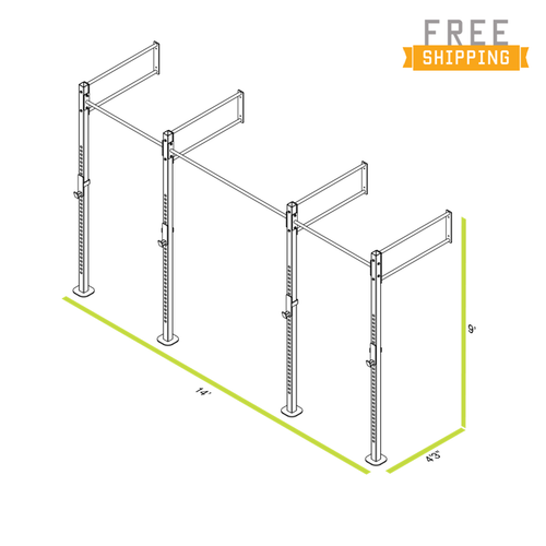 CAP+ 14-foot Wall Mount Rig System - 2 Squat/Bench Stations