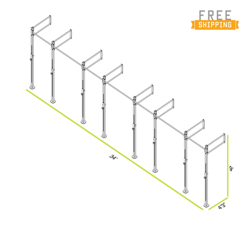 CAP+ 34-foot Wall Mount Rig System - 4 Squat/Bench Stations