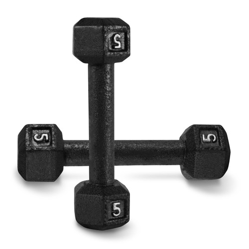 Black Cast Iron Solid Hexagon Dumbbells Sold by Pairs, 5-120 LB Available